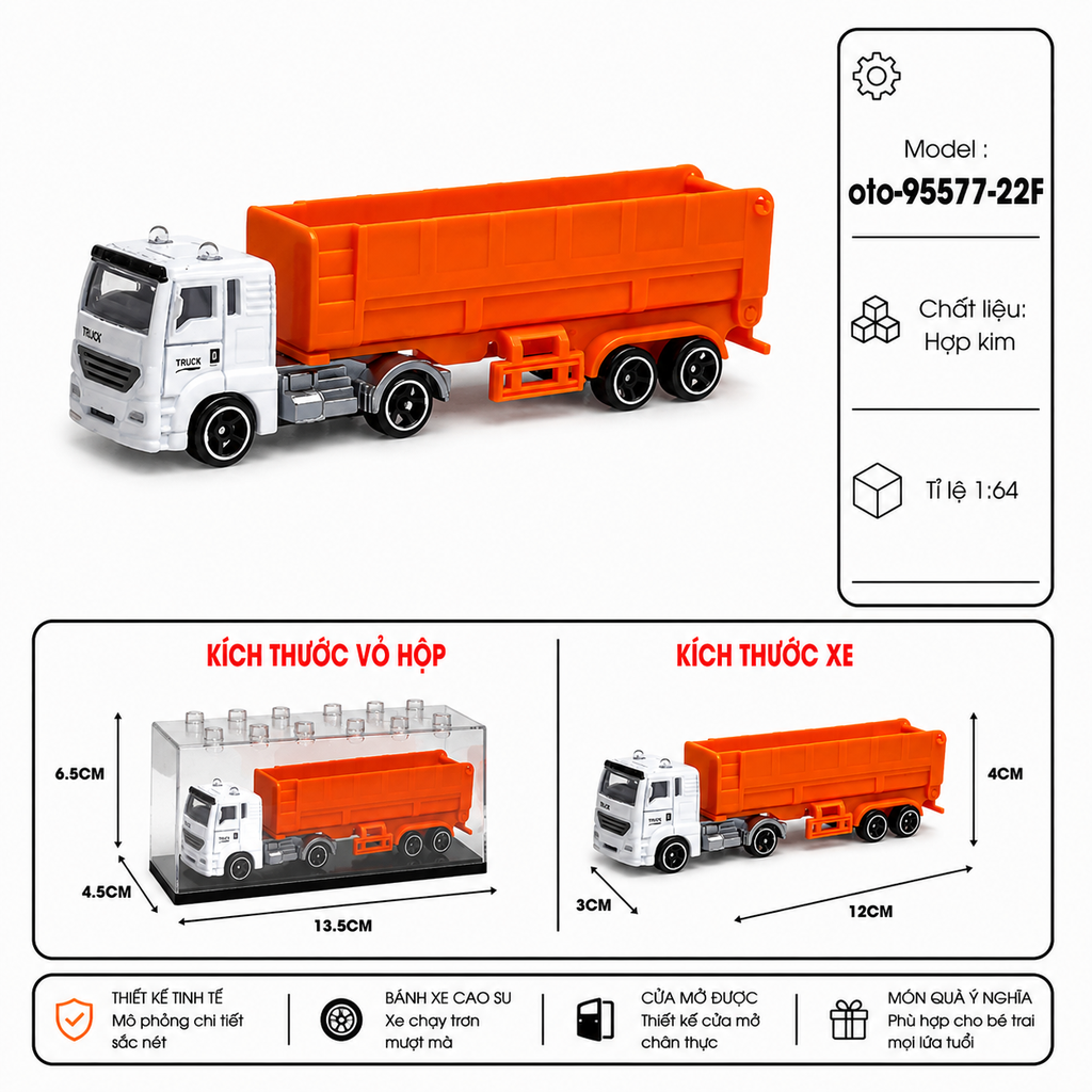 Xe Chở Hàng , chất liệu bằng hợp kim , có hộp meca trưng bày ,  tỉ lệ 1:64 - SKU: oto-95577-22F ( VAT : 103-01-25 ) - K154-T2-S1
