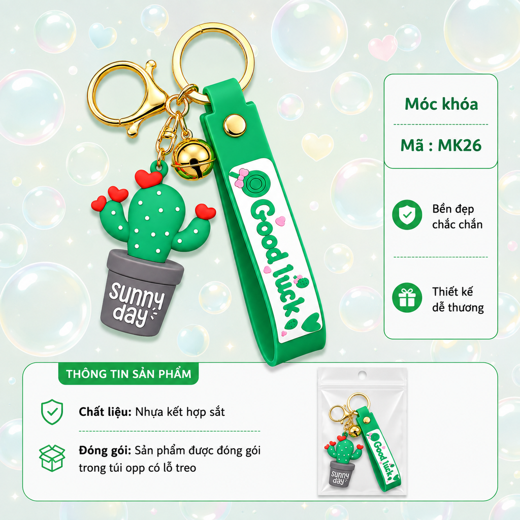 Móc khóa cây xương rồng - SKU : mk26 - (VAT: MK001-5)