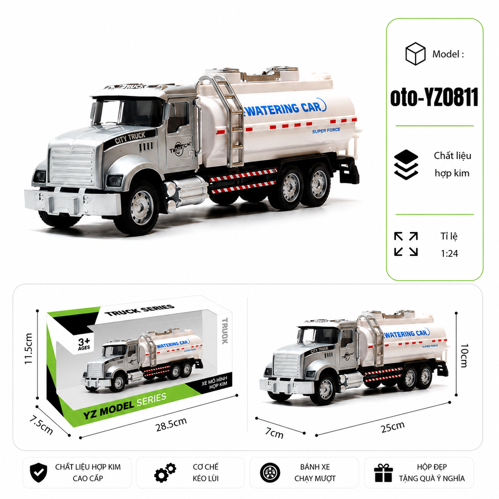 Xe Công Trình Đô Thị có nhiều kiểu dáng , chất liệu hợp kim , tỉ lệ 1:24 : SKU : oto-YZ0811 ( Vat : 103-02-50 )