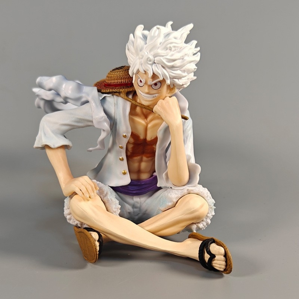 Mô Hình OnePiece Luffy gear 5 áo trắng ngồi cười tay chống cằm siêu đẹp Cao 13cm - Nặng 300gram , Figure OnePiece - Full Box