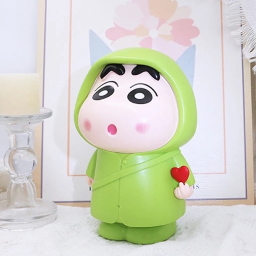 Mô Hình Shin áo mưa xanh cầm trái tim ( có thể bỏ tiền ) - Cao 22cm - Rộng 14cm - Ngang 14.5cm - nặng : 300gram - SKU : sh850p - ( Vat : MH001-01 ) T4