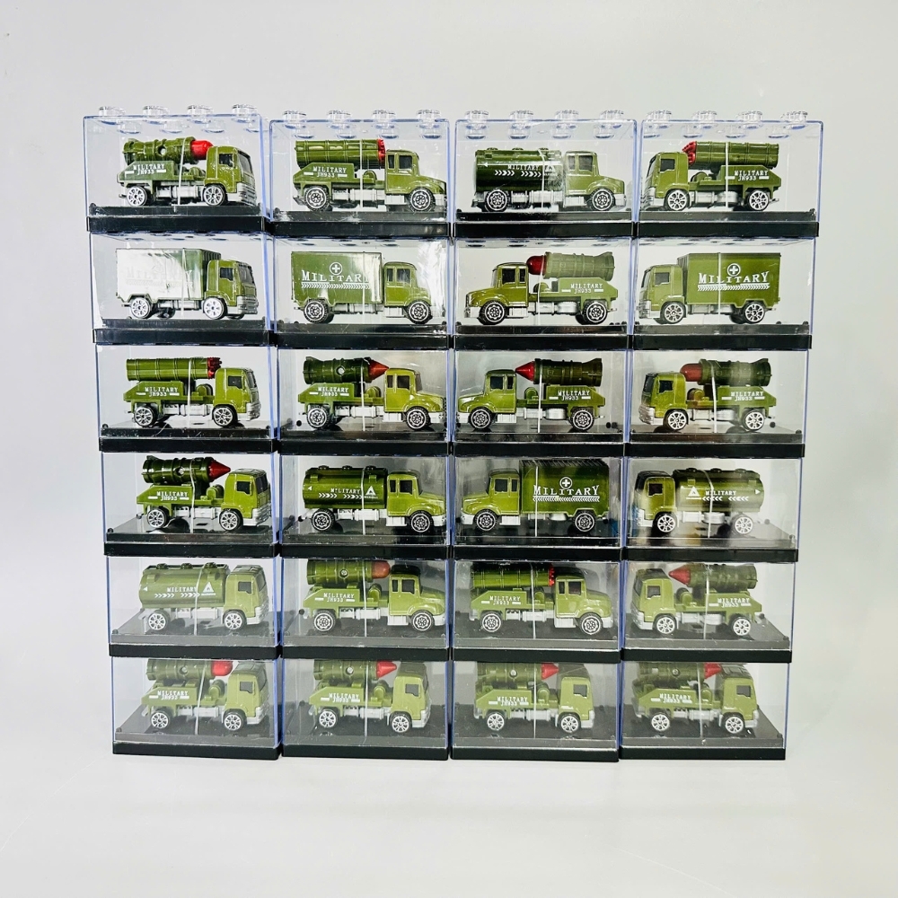 ( GIá 1 Xe - 1 Lốc 24 xe - Đặt Số Lượng 24 ) Xe Quân Sự 1:64 siêu đẹp có bán ngẫu nhiên và theo lốc 24 xe - Xe Hợp Kim Ô Tô Quân Sự -  Cao 33cm Ngang 14cm - Hộp Nhựa Trong - ( VAT : DCM473-10 )