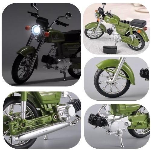 Mô Hình Xe honda CD50 xanh lá tỉ lệ 1:10 Hợp kim - bánh sau chạy cót - Dài 20cm - rộng 9cm - cao 12cm - nặng : 200gram - FULL BOX : box màu SKU : oto478c- K63-T5-S7