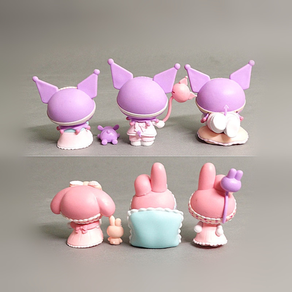 Mô hình kuromi Bộ 6 Melody Kuromi - Blind Box - cao 6-8cm - Nặng 50gram - Bọc Túi - Hộp Màu - N3-K47-T2-S1