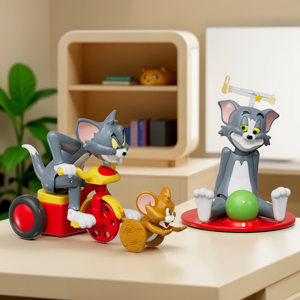 Đồ Chơi Trẻ Em Tom Jerry đi xe máy chạy cót - Cao 10cm - Ngang 15.5cm - Nặng 200gram - Hộp Màu - ht30b K75-T4-S11