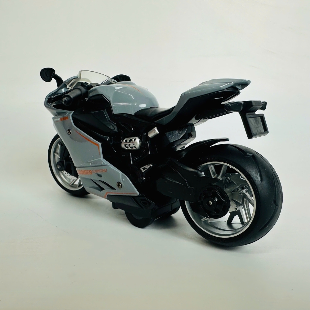 Mô Hình xe Moto danger xám tỉ lệ 1:12 Hợp kim có thể mở cửa - bánh sau chạy cót - Dài 14.5cm - cao 7cm - nặng 500gram - Figure Oto - FULL BOX : box màu - SKU : oto410 -  n3-k5-t2-s2