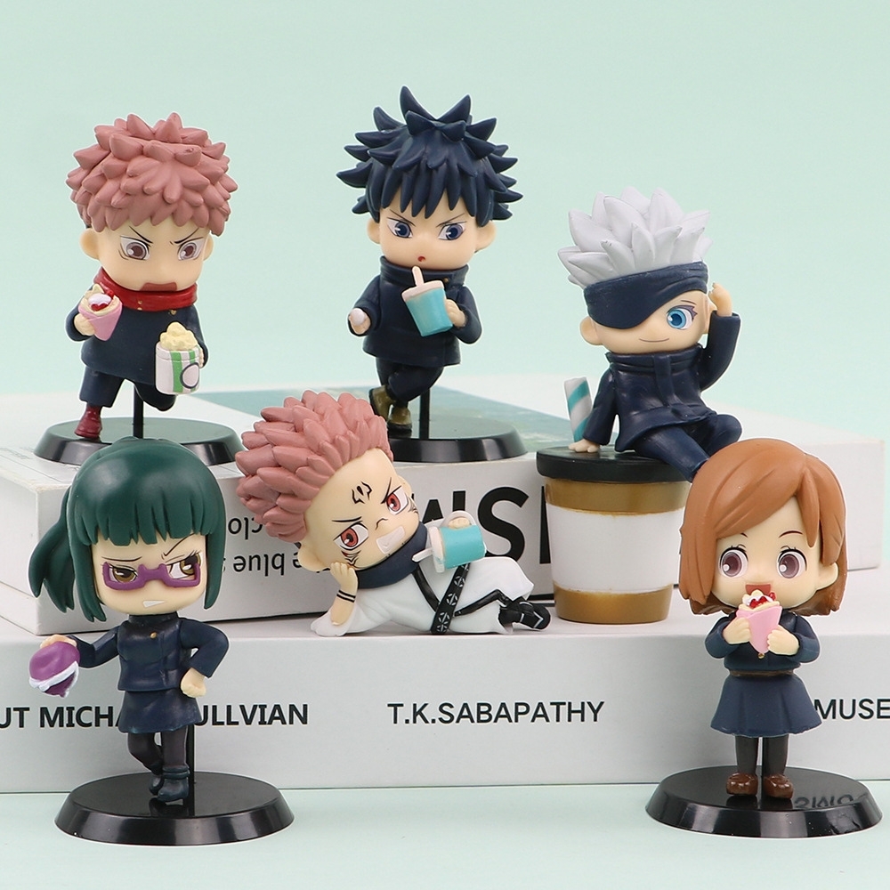 Mô Hình Jujutsu Kaisen bộ 6 chú thuật hồi chiến Bản A - Cao 6-10cm - nặng 300gram - bọc túi OPP - Hộp Màu - N3-K44-T1-S1-S2