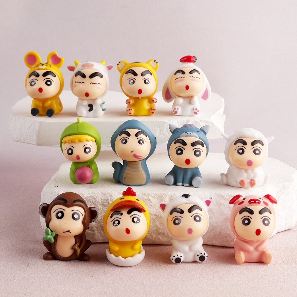 Bộ 12 Mô Hình Shin Bút Chì 12 Con Giáp – Phiên Bản Mini Cao 4cm – Set Figure Shin Dễ Thương – No Box - K33-T3-S3