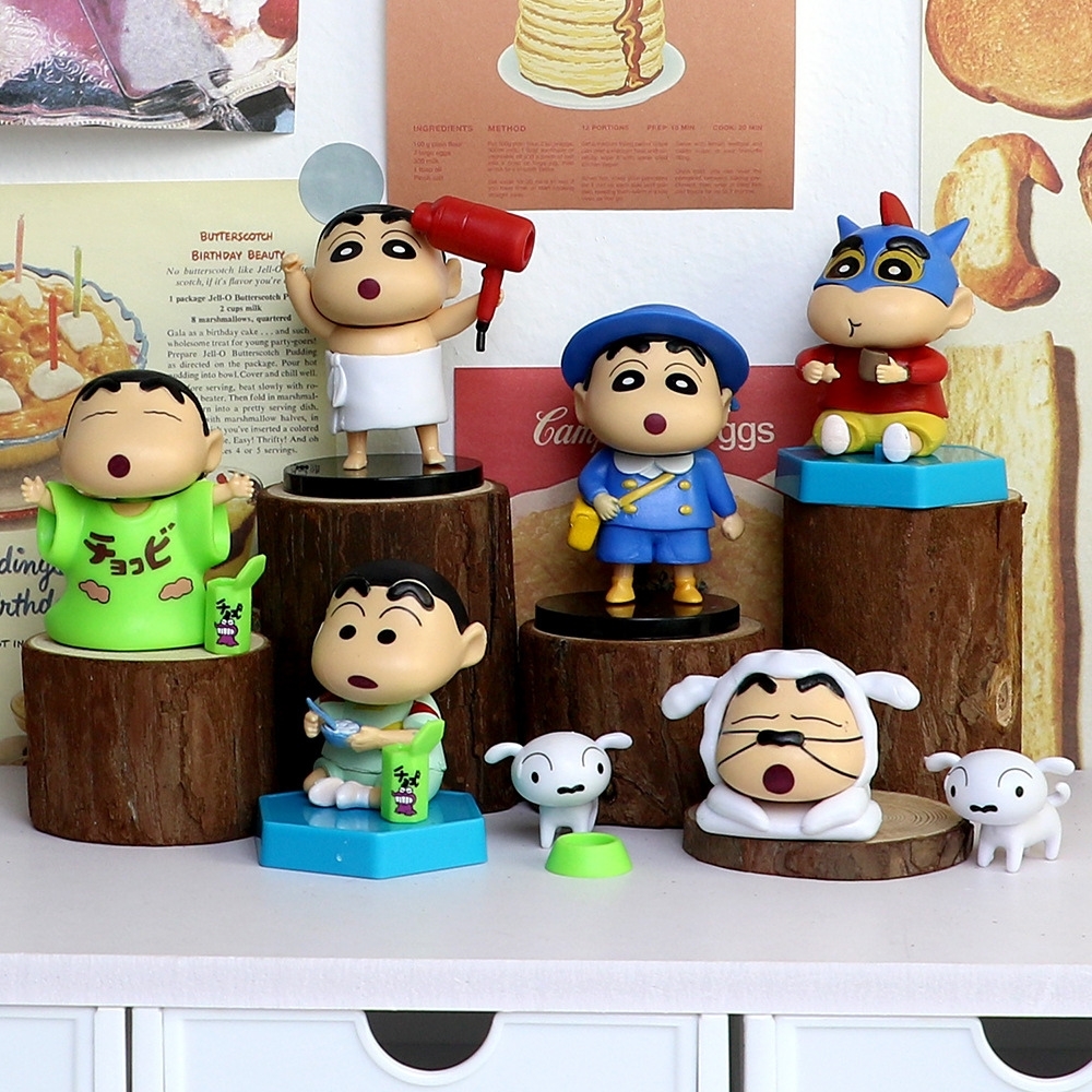 Mô Hình bộ 6 Shin bút chì - Cao 4-8cm - nặng 300gram - Figure Cậu Bé Bút Chì - bọc túi OPP - Hộp Màu - Hm36 n3-k48-t1-s1