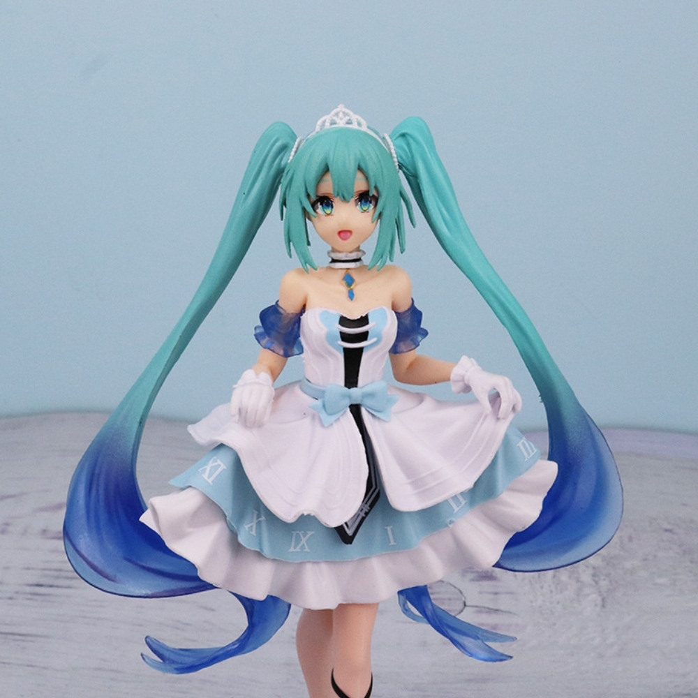 Mô Hình Hatsune Miku váy xanh cầm váy - Cao 20cm - nặng 300gram - Figure Miku - Bọc Túi - Box màu  - K21-T2-S4