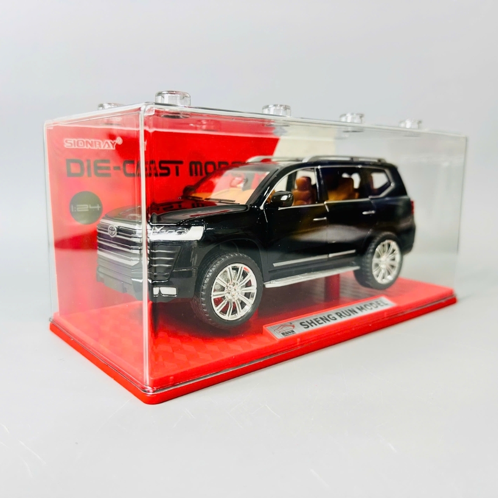 Mô Hình Xe Toyota Đen tỉ lệ 1:24 Hợp kim có thể mở cửa - Âm thanh Đèn - Dài 22cm - rộng 9cm - cao 6.3cm - nặng : 800gram - FULL BOX : box màu SKU : oto473b -  K55-T3-S7