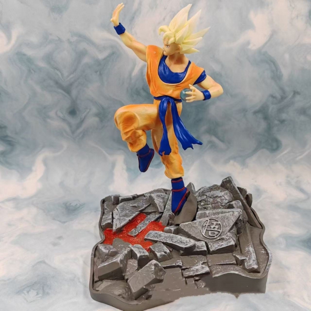 Mô hình DragonBall SonGoku cầm ngọc rồng chiến đấu - Cao 24cm -nặng 500gram - Dragon Ball - Hộp Màu K5-T4-S9