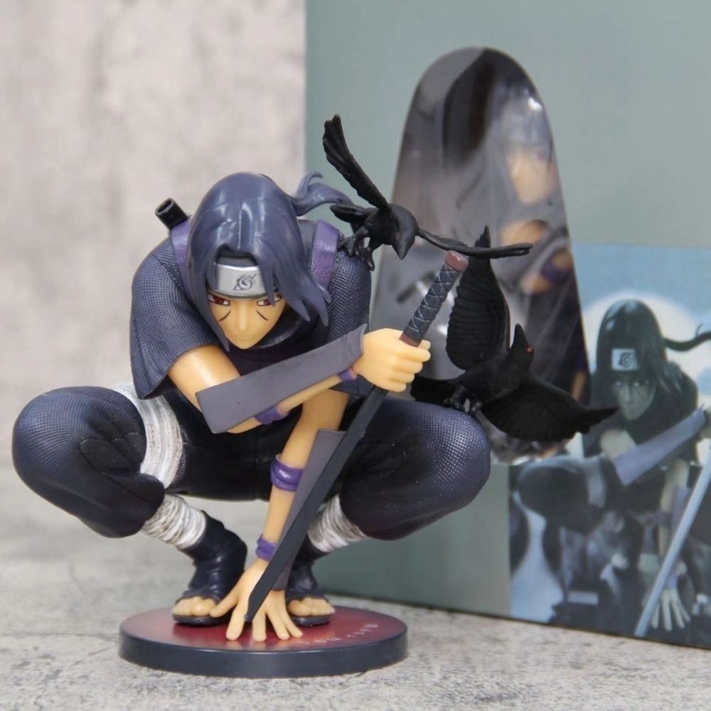 Mô hình Naruto Itachi Akatsuki dáng ngồi chiến đấu - Cao 13cm - nặng 400gram - Figure Naruto - Full Box N4-K15