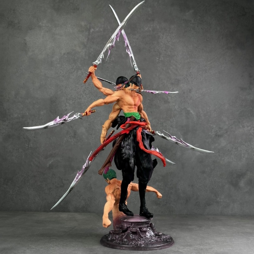 Mô Hình OnePiece Zoro 3 đầu 6 tay dáng đứng có base - Phụ kiện : bán thân thay thế - Cao 50cm Nặng 760gram - Figure OnePiece - Full Box - N1-K37-T4-S2