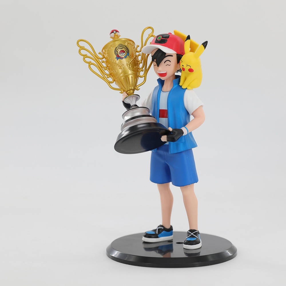 Mô Hình Pokemon Satoshi cầm cúp bản nhỏ - Cao : 19cm - Nặng : 200gram - Figure pokemon - Bọc Túi - Hộp Màu - N1-K38-T1-S5