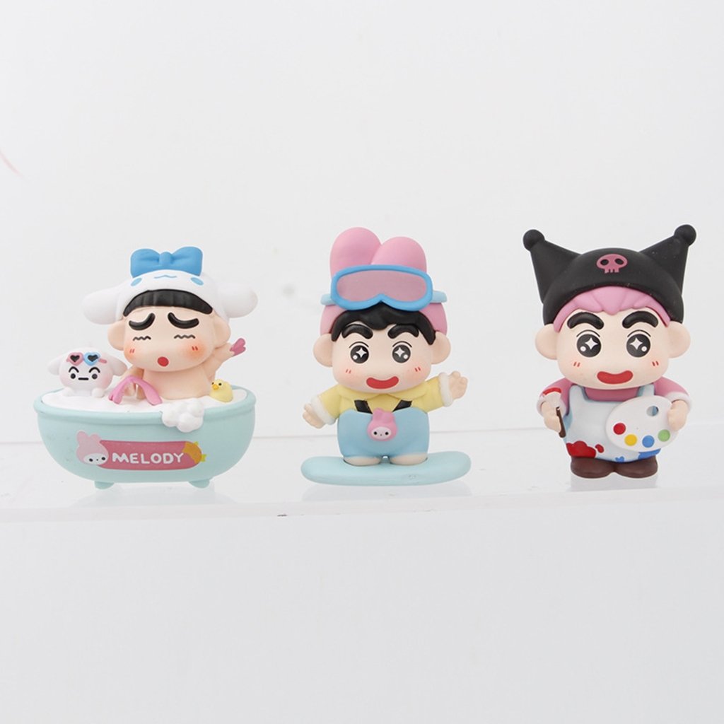 Mô Hình bộ 6 shin - Cao 6.5cm - nặng 400gram - Figure Cậu Bé Bút Chì - Hộp Màu - K30-T1-S11