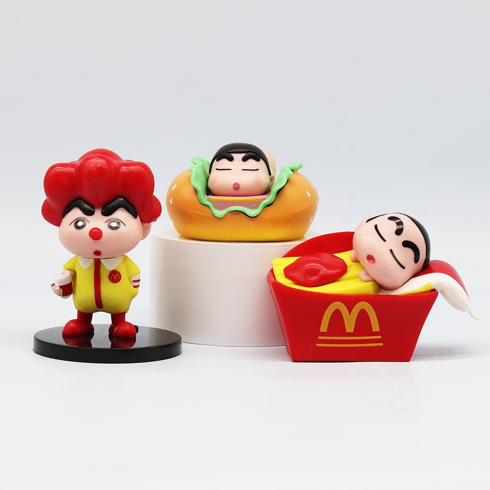 Mô Hình bộ 6 Shin đồ ăn nhanh - Cao 4-7cm - nặng 300gram - Figure Cậu Bé Bút Chì - bọc túi OPP - Hộp Màu - Hm38 N3-K38-T3-S2