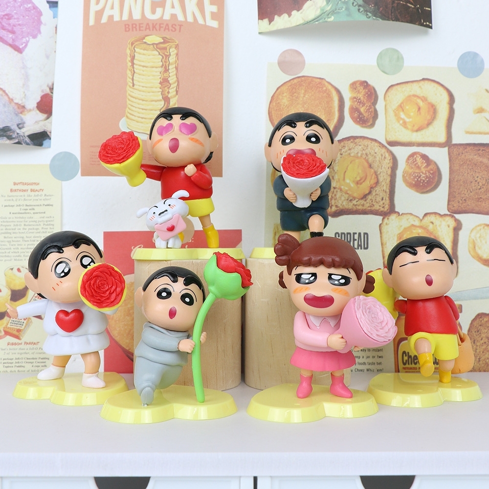Mô Hình bộ 6 Shin bút chì tình yêu- Cao 9-10cm - nặng 300gram - Figure Cậu Bé Bút Chì - bọc túi OPP - Hộp Màu - HM125 - n3-k59-t4-s1