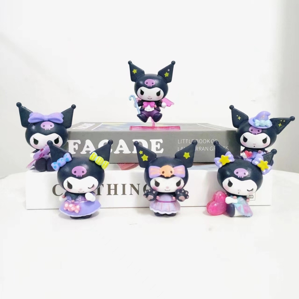 Mô hình kuromi Bộ 6 Melody Kuromi Bản đẹp - cao 8-9cm - Nặng 400gram - Bọc Túi Opp - No Box - N3-K37-T3-S2