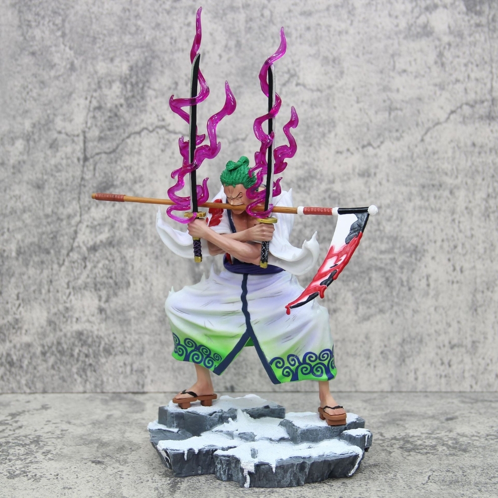 Hàng Cao Cấp - Mô Hình OnePiece Zoro wano ngậm liềm - Cao 33cm - nặng 450gram - Phụ kiện : Kiếm + liềm -  Figure OnePiece -  Full Box