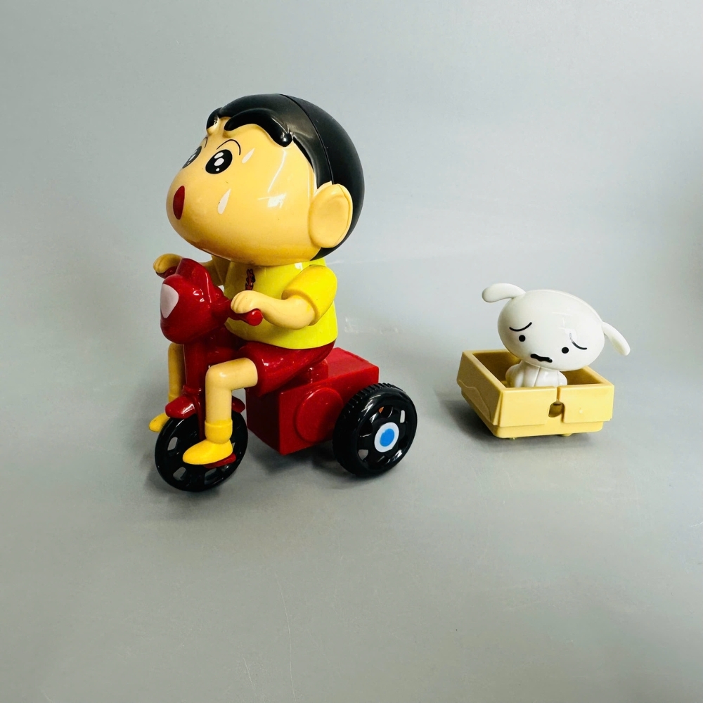 mô hình shin đèo cún áo vàng dây cót - cao : 10.5cm - figure shin - hộp màu