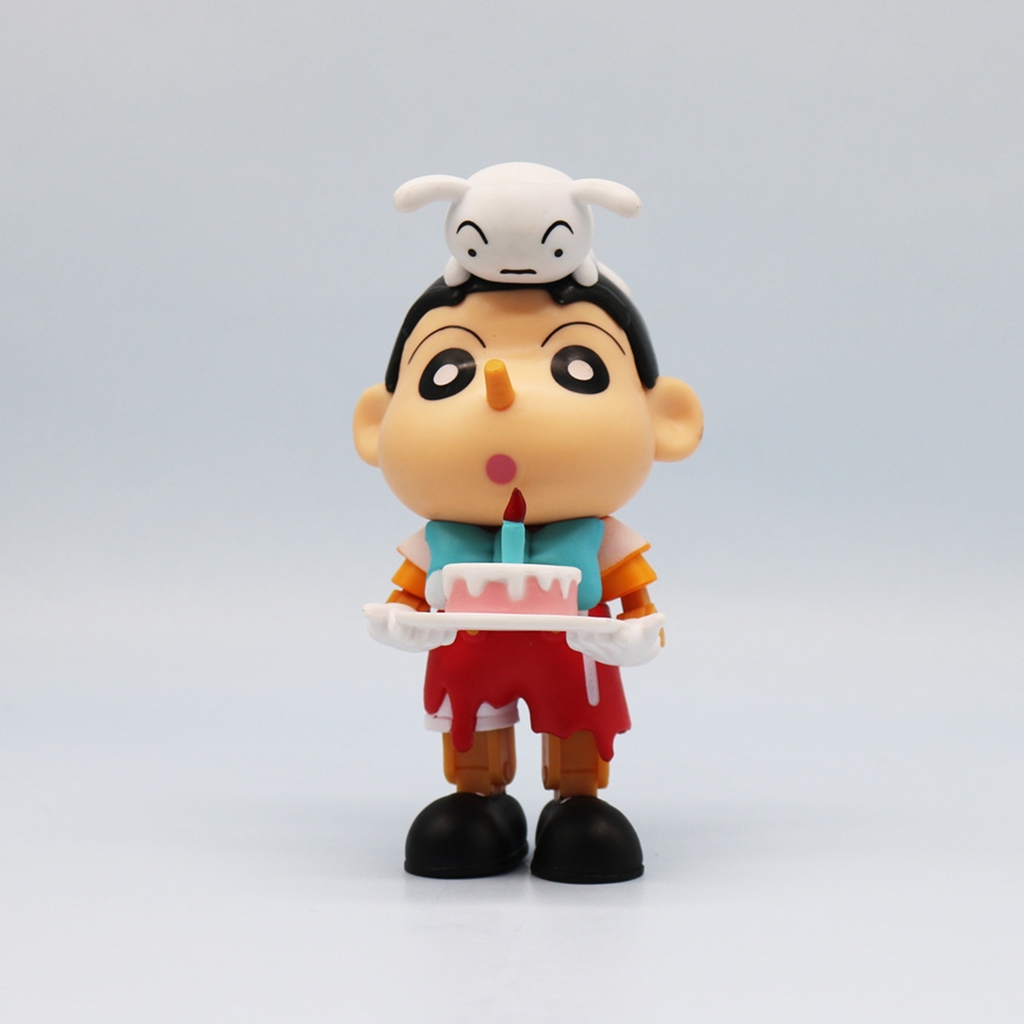 Mô Hình Shin bút chì cầm bánh sinh nhật - Cao 13cm - nặng 150gram - Figure Cậu Bé Bút Chì - No box - K19-T1-S8