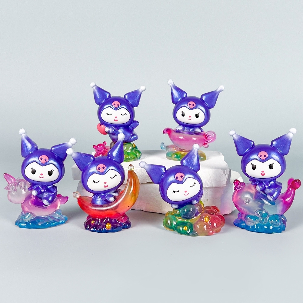 Mô hình kuromi bộ 6 kuromi - cao 7cm - Nặng 300gram - Bọc Túi - Full box - Có hộp mù - N3-K44-T1-S2