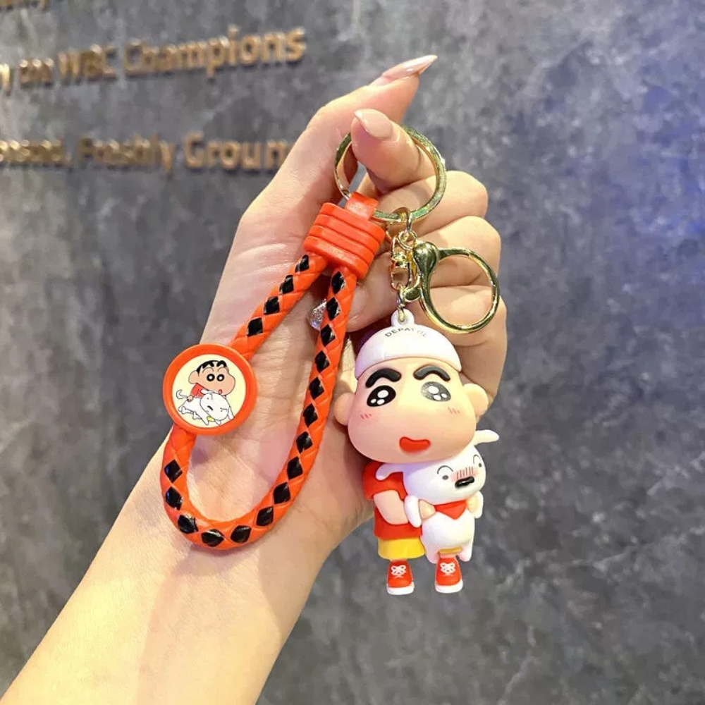móc khóa shin áo đỏ ôm chó - dây dài 9.5cm mô hình cao 7cm - nặng : 50gram - no box