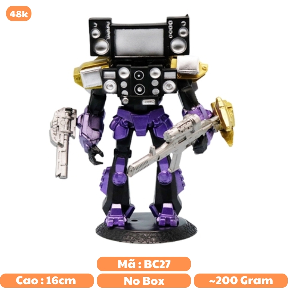 Mô Hình Titan Man Toilet Man áo tím cầm súng nhân vật trong Skibidi Toilet - Cao 16cm - nặng 200Gram - Bọc túi OPP - No Box n3-k60-t2-s2