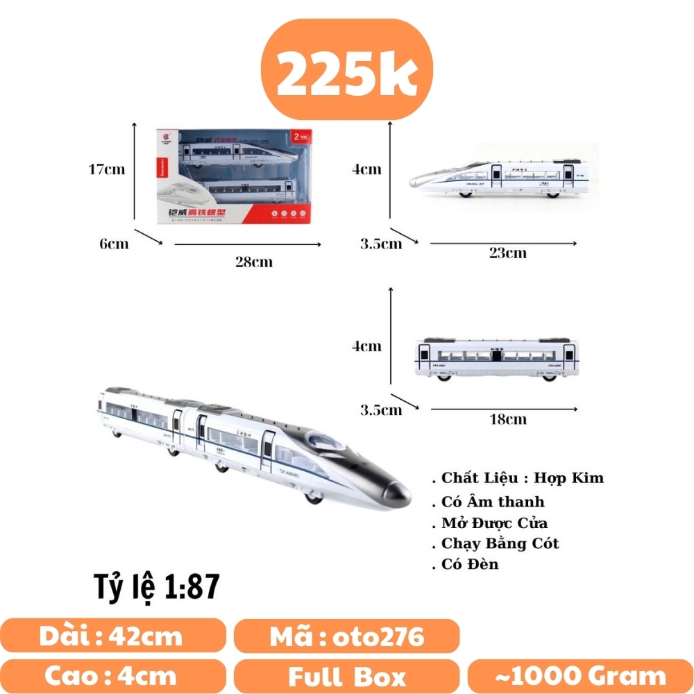 Mô Hình tàu điện ngầm tỉ lệ 1:87 Hợp kim có thể mở cửa - bánh sau chạy cót - Dài 42cm - rộng 3.5cm - cao 4cm - nặng : 500gram - FULL BOX : box màu SKU : oto276 - N3-K1-T5-S1