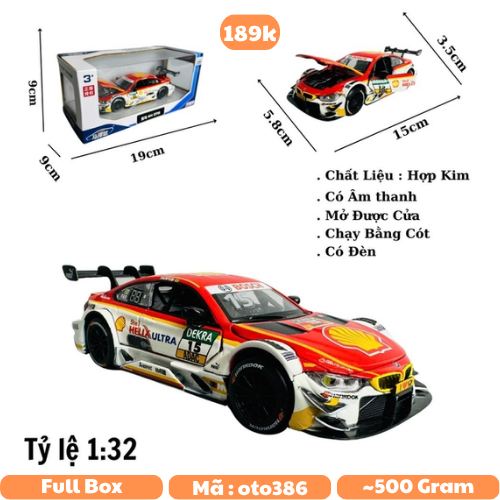 Mô Hình xe BMW đua đỏ trắng tỉ lệ 1:32 Hợp kim có thể mở cửa - bánh sau chạy cót - Dài 15cm - cao 3.5cm - nặng 500gram - Figure Oto - FULL BOX : box màu - SKU : oto386 -  n3-k6-t1-s2