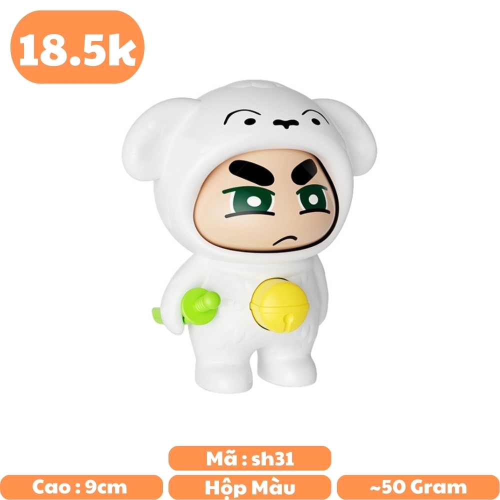 Móc Khoá mô hình shin đầu gấu màu trắng lì - cao : 9cm - figure shin - Hộp Màu n5