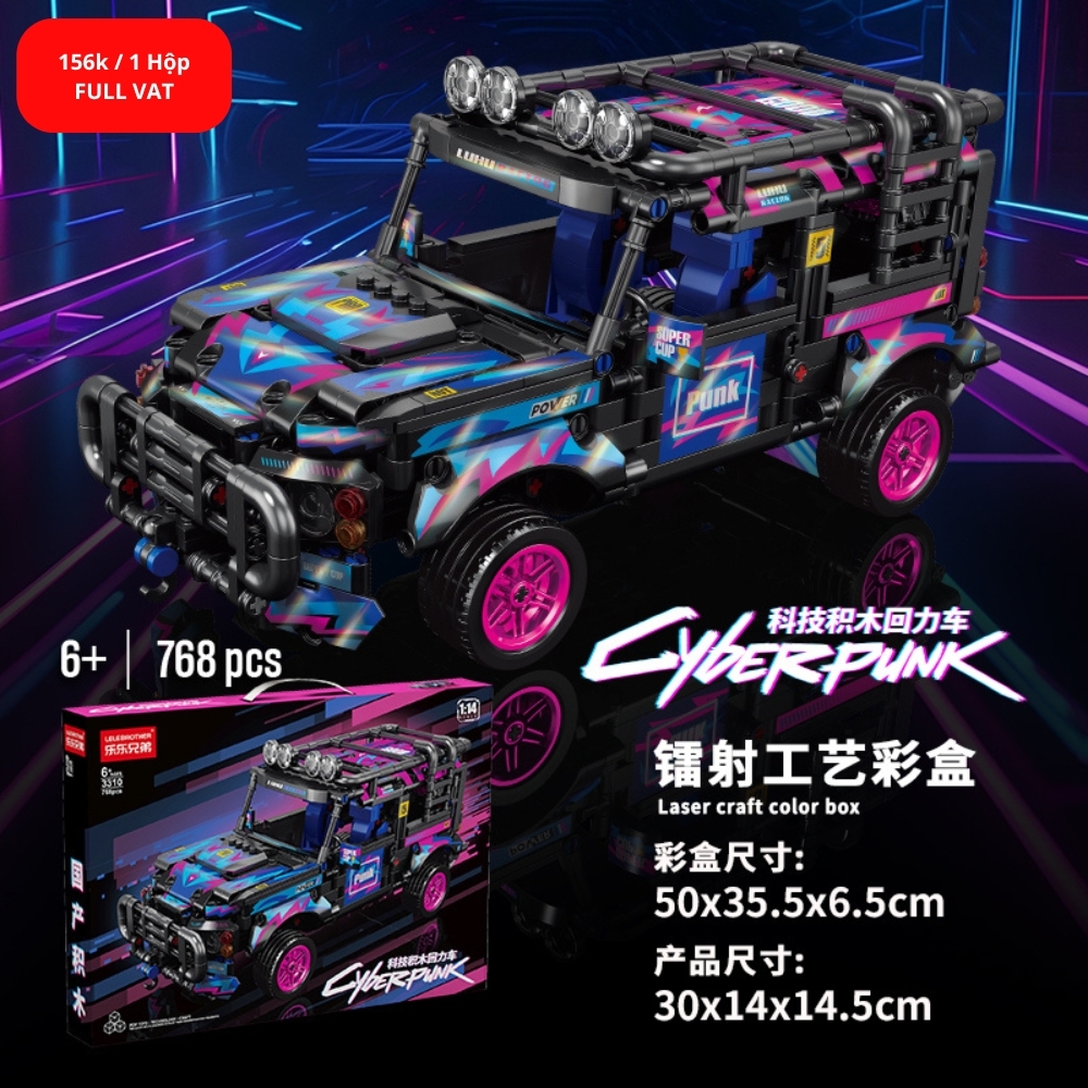 Đồ Chơi Lắp Ghép Lego Xe Cyberpunk Tỷ Lệ 1:18 - 768 Mảnh Ghép - Full Box - Sku : LG-3310 ( VAT 001-07-100 ) K116-T1-S1,S2