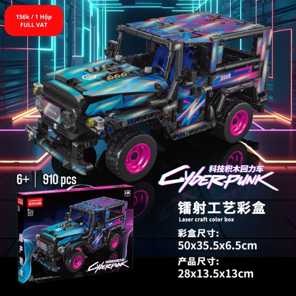 Đồ Chơi Lắp Ghép Lego Xe Cyberpunk Tỷ Lệ 1:18 - 910 Mảnh Ghép - Full Box - Sku : LG-3312 ( VAT 001-07-100 ) K116-T1-S3,S4