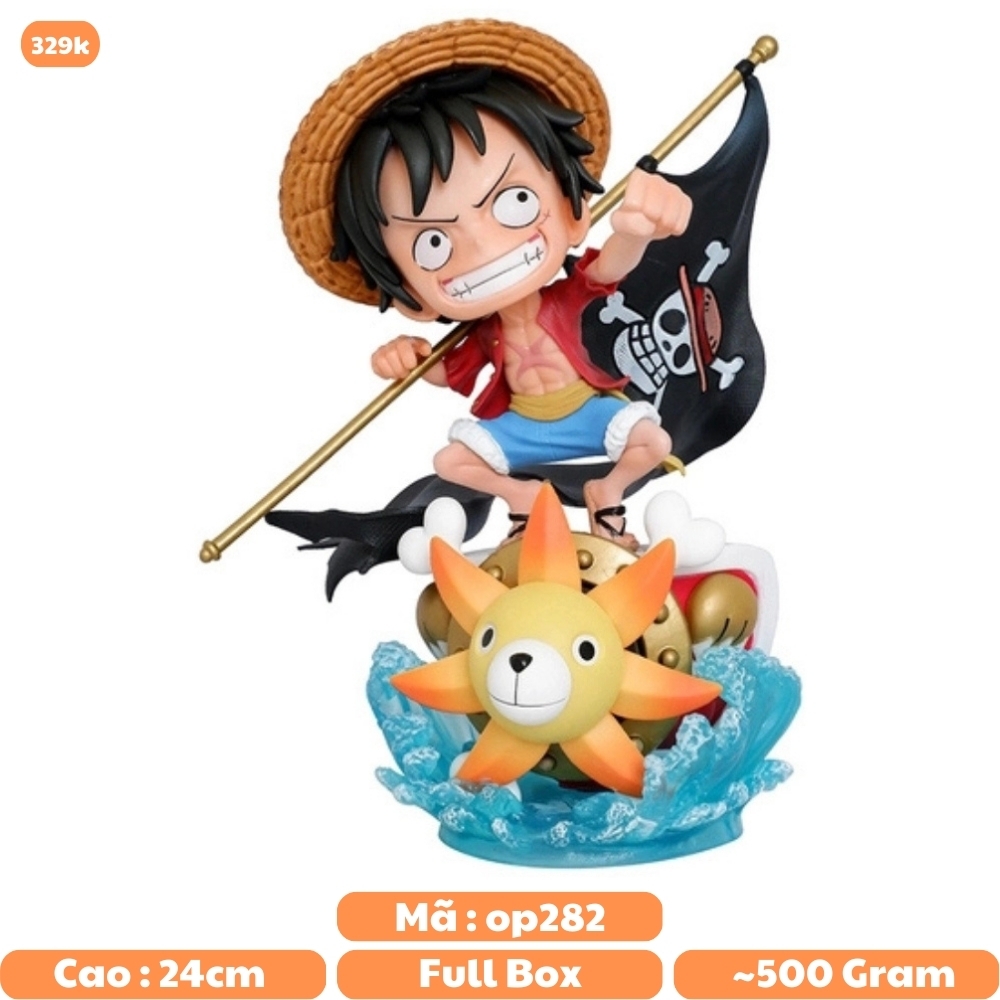 Hàng Cao Cấp - Mô hình OnePiece Luffy Chibi Ngồi Thuyền Sunny cao : 24cm - Figure OnePiece  - Full Box N1-K55-T5-S1
