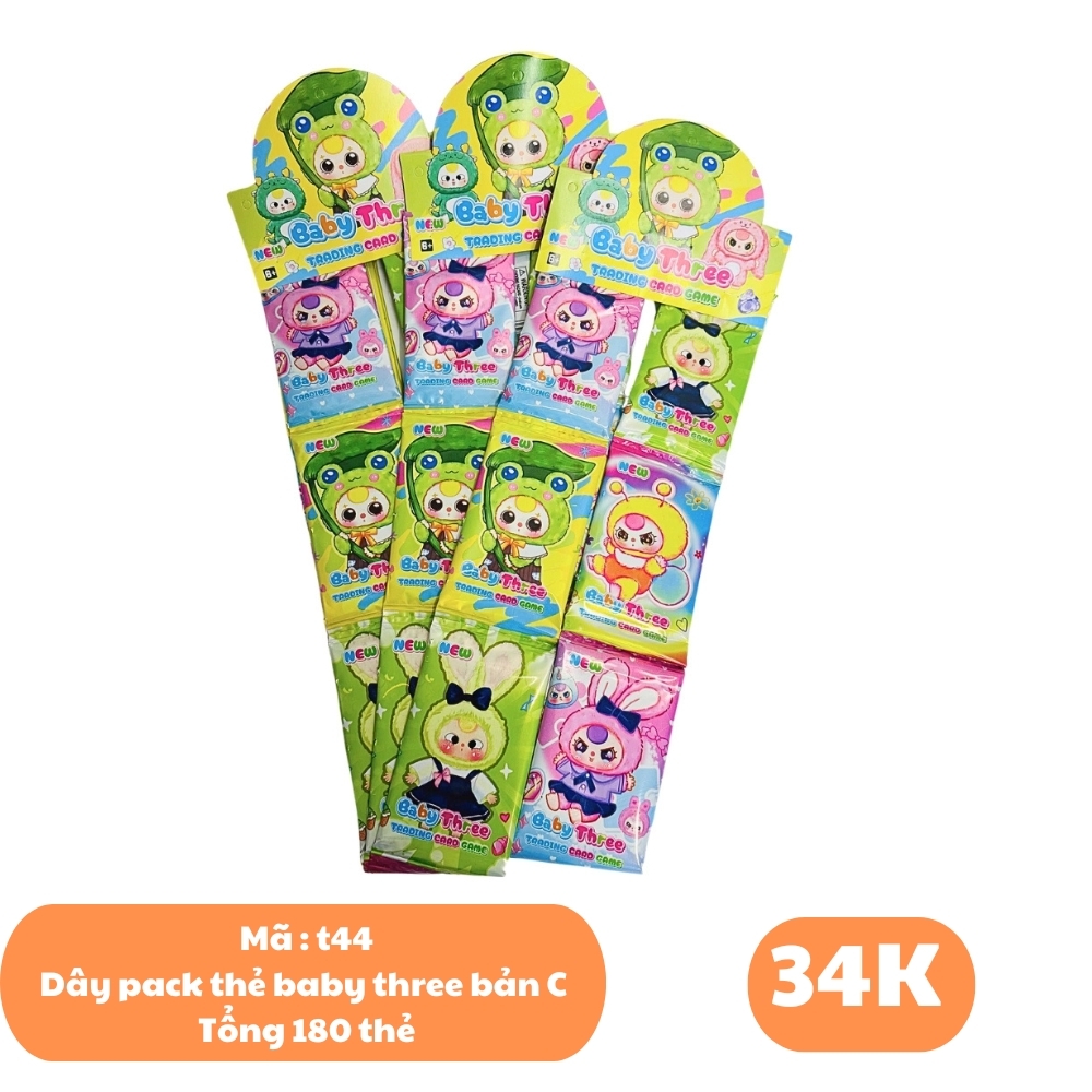 Dây pack thẻ baby three c - 1 túi có 3 dây - 1 dây có 12 pack - 1 pack có 5 thẻ - K30-T2-S4