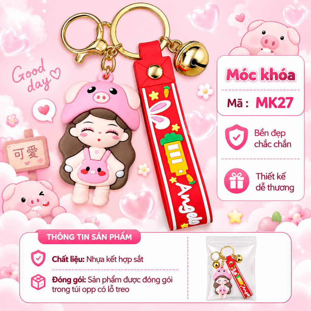 Móc khóa cô gái cô gái Cosplay 12 con giáp - SKU : mk28 - (VAT: MK001-5)