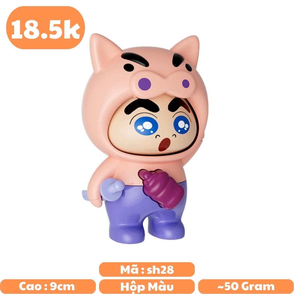 Móc Khoá mô hình shin đầu lợn màu nâu lì - cao : 9cm - figure shin - Hộp Màu n5