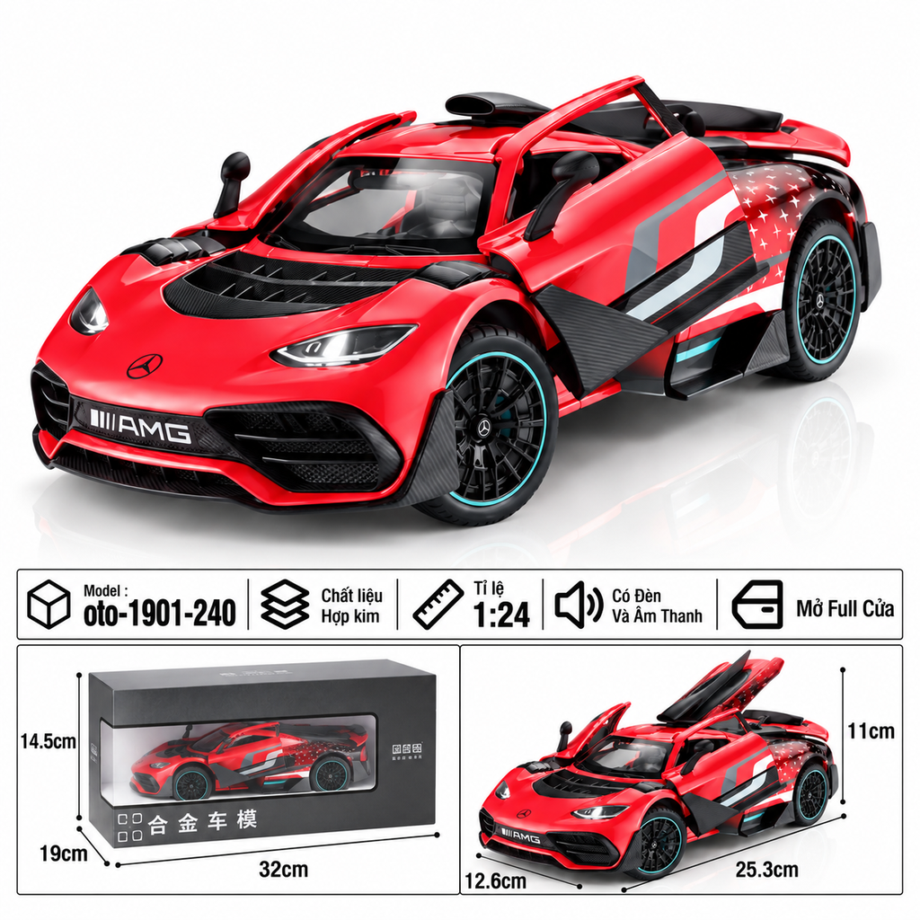Xe thể thao tỉ lệ 1:24 - chất liệu bằng hợp kim - Có đèn và âm thanh Tính năng mở full cửa - SKU : oto-1901-240 ( VAT : 103-01-180 )