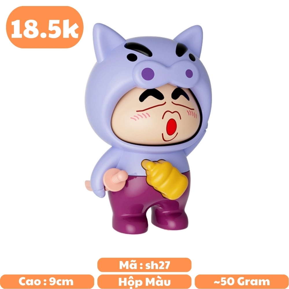 Móc Khoá mô hình shin đầu lợn màu xanh nước biển lì - cao : 9cm - figure shin - Hộp Màu n5 - K77-T3-S10