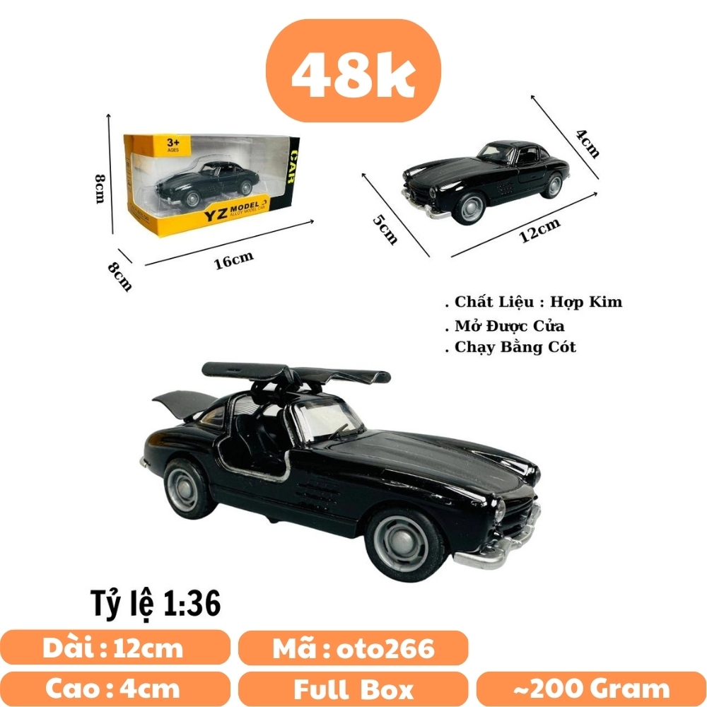 Mô Hình xe mẹc cổ đen - tỉ lệ 1:36 Hợp kim có thể mở cửa - bánh sau chạy cót - Dài 12cm - rộng 5cm - cao 4cm - nặng : 200gram - FULL BOX : box màu - SKU : oto266 n3-k11-t1-s2