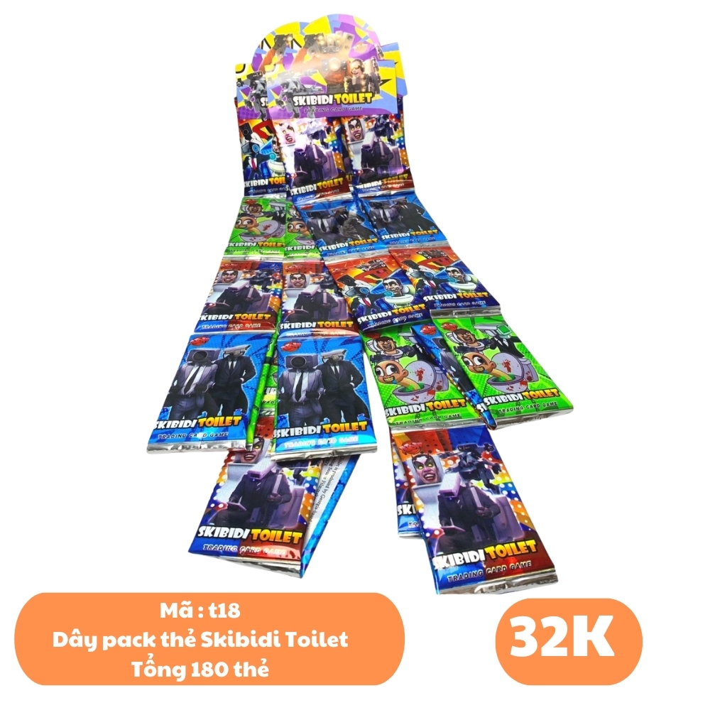 Dây Pack Thẻ Skibidi Toilet - 1 túi có 3 dây - 1 dây có 12 pack - 1 pack có 5 thẻ - N3-K20-T2-S2