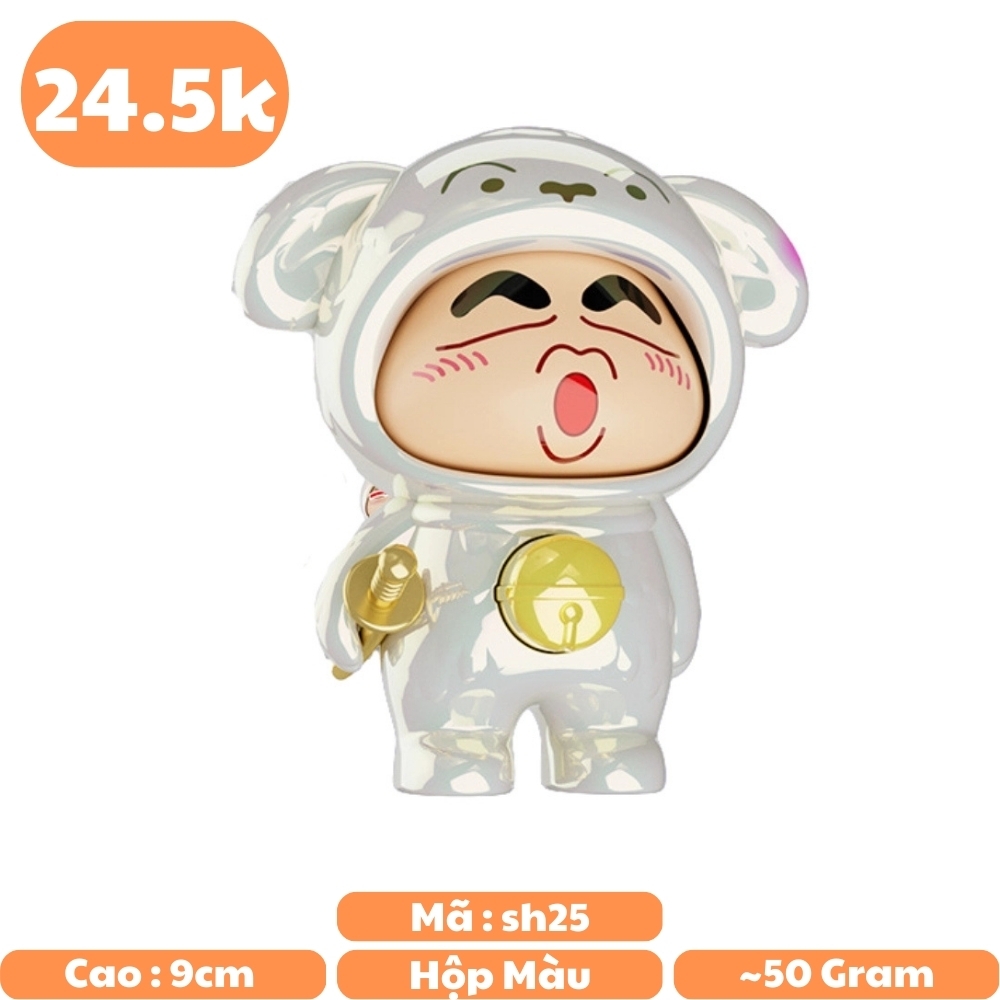 Móc Khoá mô hình shin đầu gấu màu trắng bóng - cao : 9cm - figure shin - Hộp Màu n5