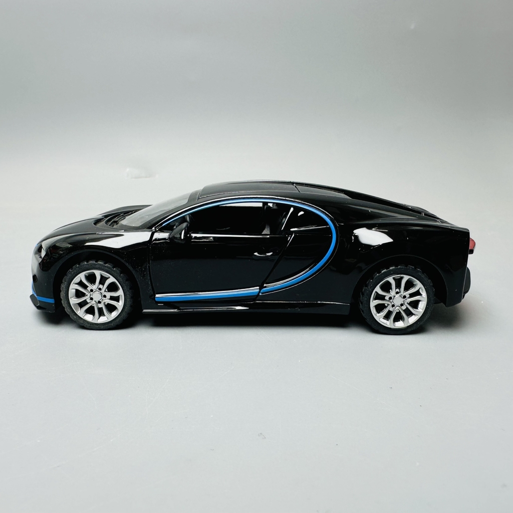 Mô Hình xe Bugati đen viền xanh tỉ lệ 1:32 Hợp kim có thể mở cửa - bánh sau chạy cót - Dài 12.5cm - rộng 6cm - cao 3cm nặng : 200gram - FULL BOX : box màu SKU : oto207 N3-K10-T3-S2