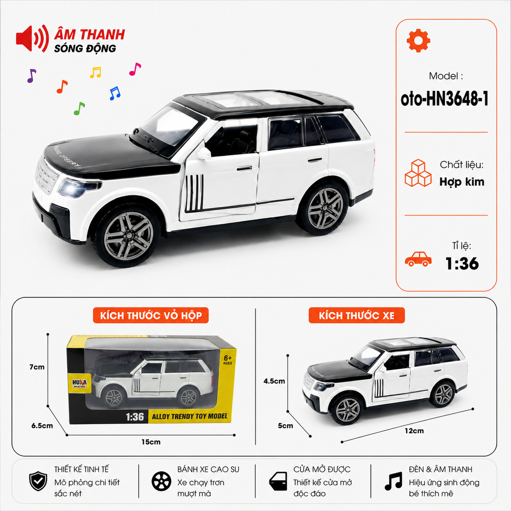 Xe thể thao nhiều kiểu dáng ( Có Đèn , Có Nhạc ) . Chất liệu hợp kim , tỉ lệ 1:36 - SKU : oto-HN3648-1 - ( VAT : 103-01-35 )