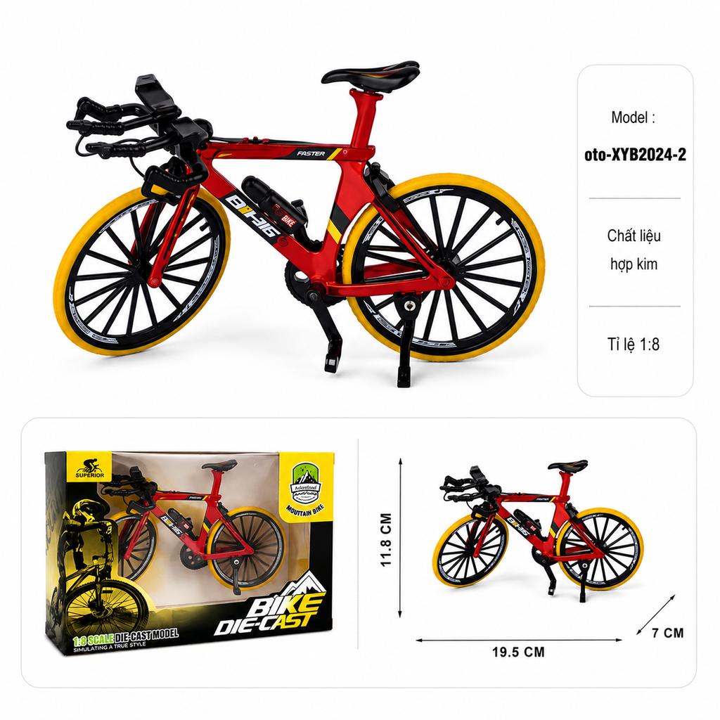 Mô Hình xe đạp đua tỉ lệ 1:8 - Dài 19.5cm - rộng 5cm - cao 12cm - nặng : 200gram - FULL BOX . SKU : XYB2024-2 - (VAT: 103-04-60)