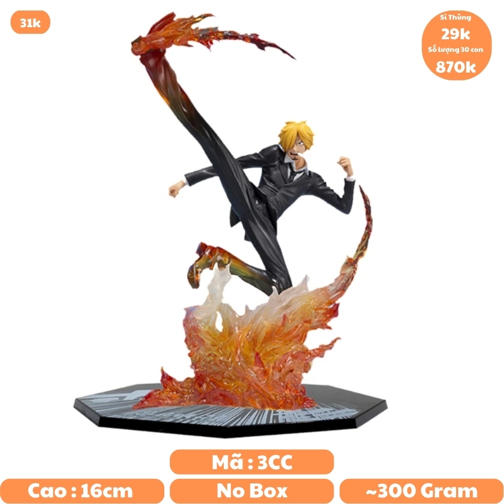 ( Hàng Thường ) Mô hình Sanji  đế không có chữ  Cao 16cm - Bộ Fzero - One Piece - No Box - N4-K13-BL2 - N1-K5-T2-S1