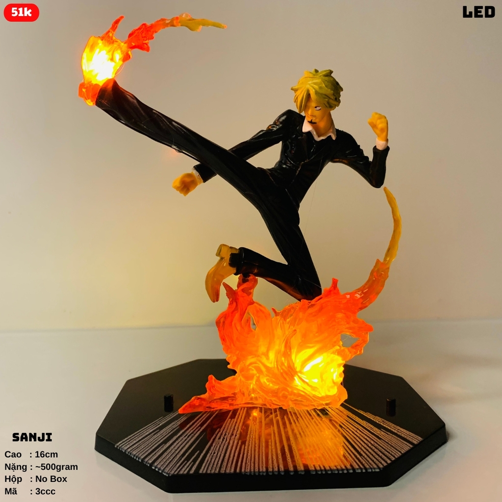 Mô hình OnePiece Sanji đế không có chữ có led USB  Cao 16cm - Bộ Fzero - One Piece - No Box - K12-T2-S3
