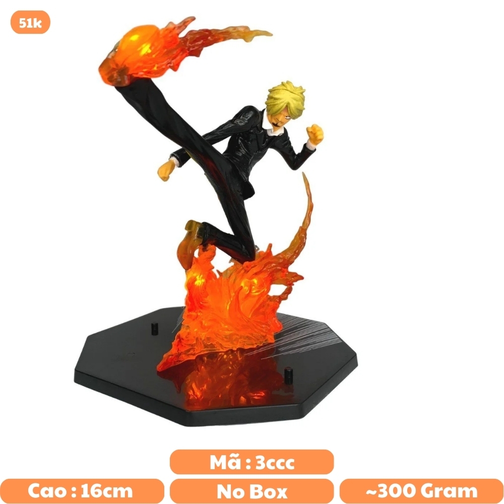 Mô hình OnePiece Sanji đế không có chữ có led USB  Cao 16cm - Bộ Fzero - One Piece - No Box - N5