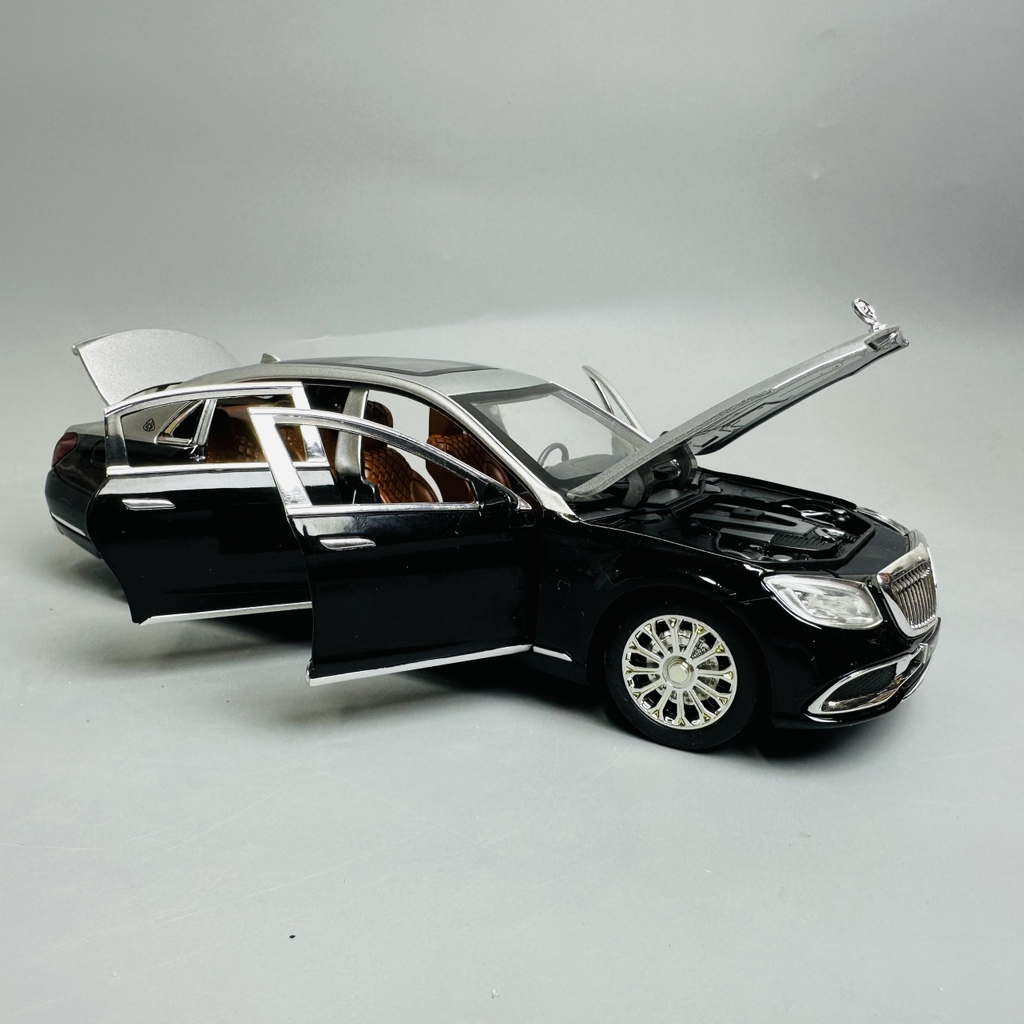Mô Hình xe mẹc maybach đen xám tỉ lệ 1:24 Hợp kim có thể mở cửa - bánh sau chạy cót - Dài 21cm - rộng 9cm - cao 5cm - nặng : 1000gram - FULL BOX : box màu SKU : oto298 - K63-T3-S3